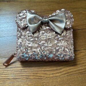 Loungefly Disney Rose‎ Gold Sequined Minnie Mouse Wallet with Ears